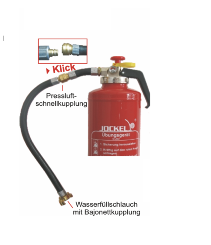 Jockel Wasserfüllschlauch mit GK Kupplung für Übungslöscher Feuerlöscher m. Druckluft- Kupplung